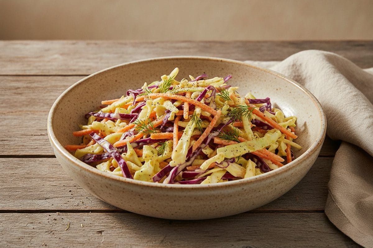 Coleslaw cu Varză Colorată și Sos Cremos de Muștar