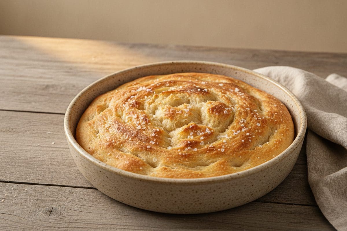 Focaccia rapidă cu crustă aurie și fulgi de sare