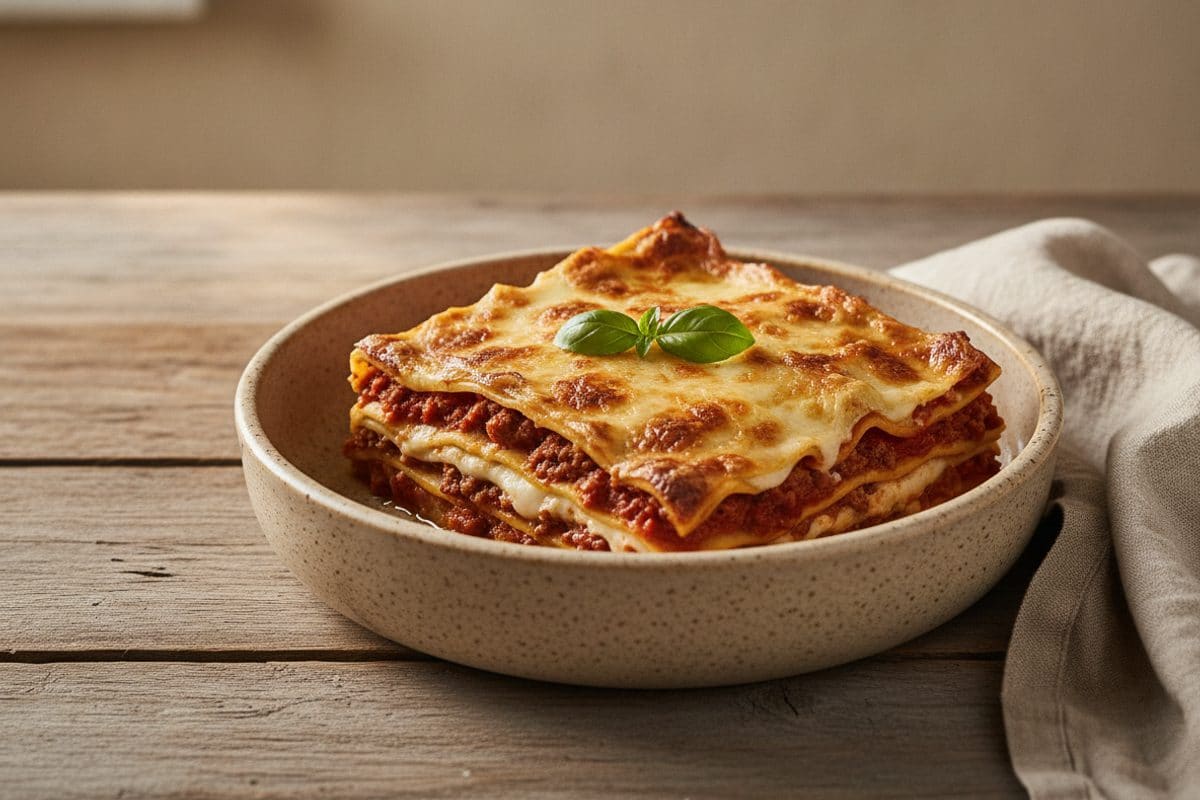 Lasagna Bolognese clasică – straturi de sos înăbușit și béchamel catifelat