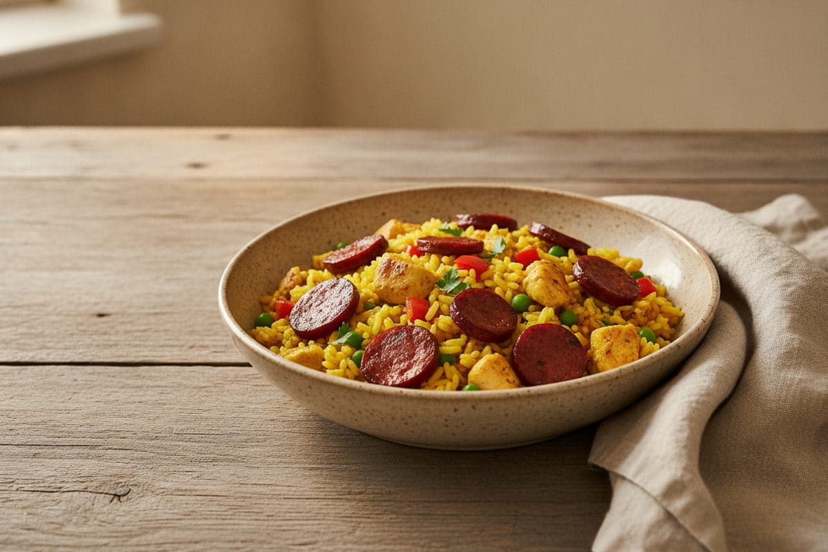 Paella cu Pui și Chorizo