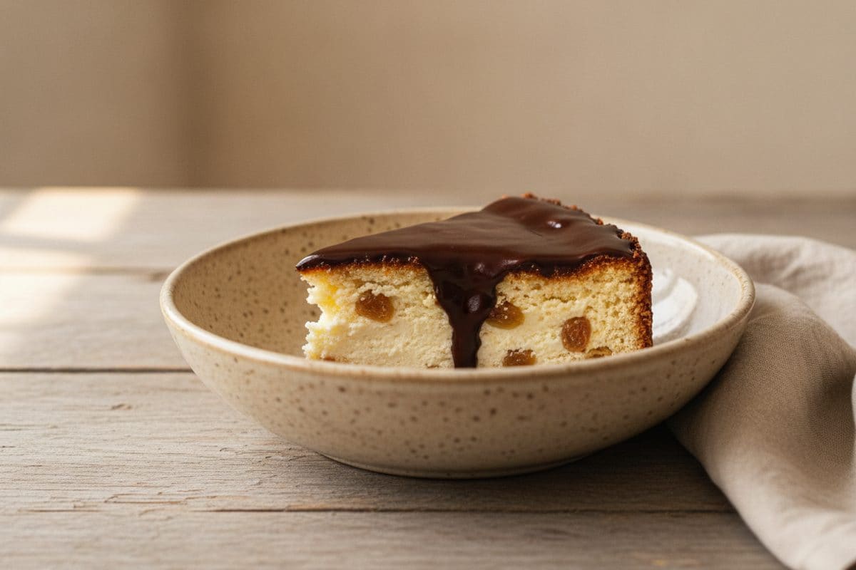 Pască cremoasă cu brânză și ganache de ciocolată
