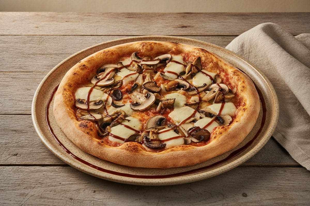 Pizza cu Ciuperci Asortate și Sos BBQ