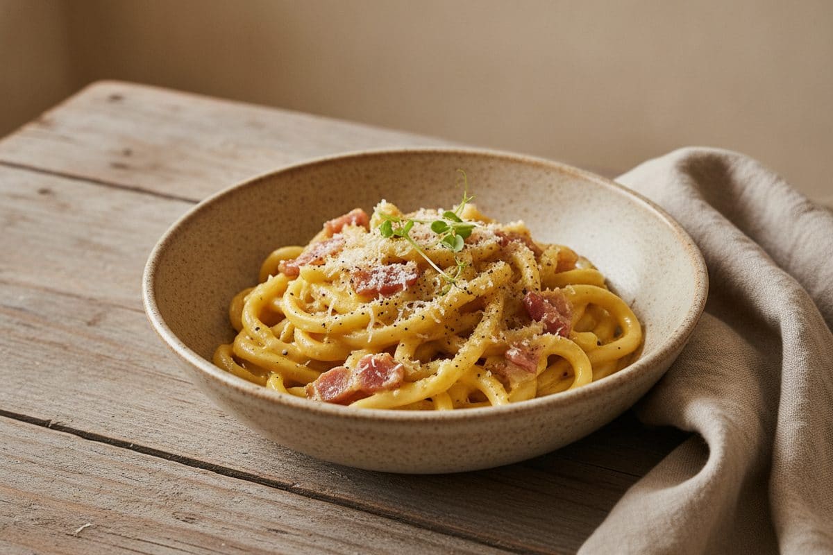 Udon Carbonara cu Pecorino